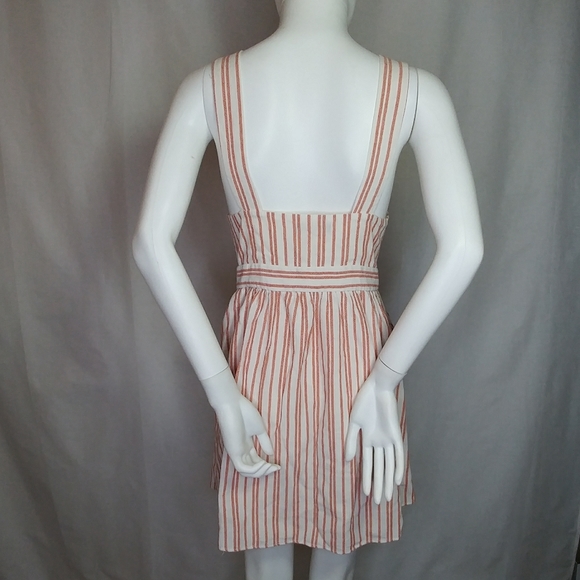 Zara Sleeveless V Neck Linen Blend Dress Size S - Picture 3 of 10